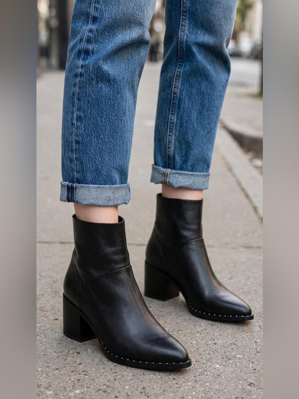 Treasure & Bond Black Farrah leather Heeled Boots,